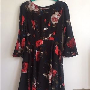 Anthropologie Floral Bell Sleeve Dress